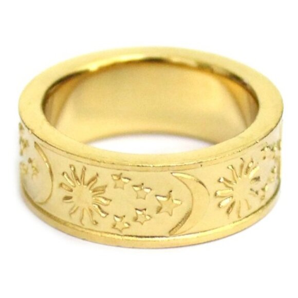 LULU GOLD SUN AND MOON RING - Picture 1 of 1